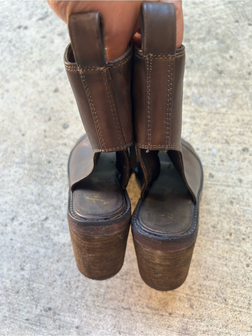 Free People Brown Lace-Up Open-Toe Boots - Picture 4 of 5
